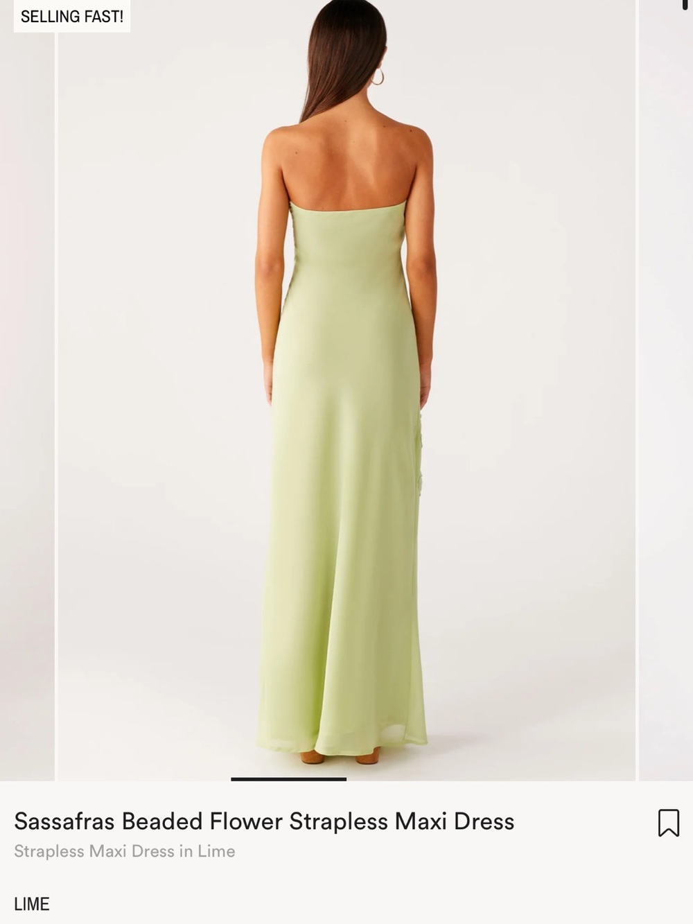 Peppermayo Lime / Sassafras Beaded Flower Strapless Maxi Dress - Picture 3 of 3